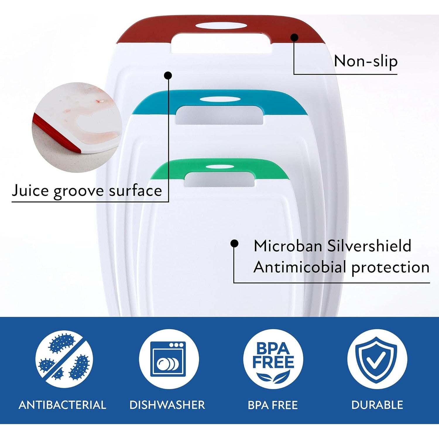 Juego de 3 Tablas de Cortar Neoflam Antimicrobiano Multicolor