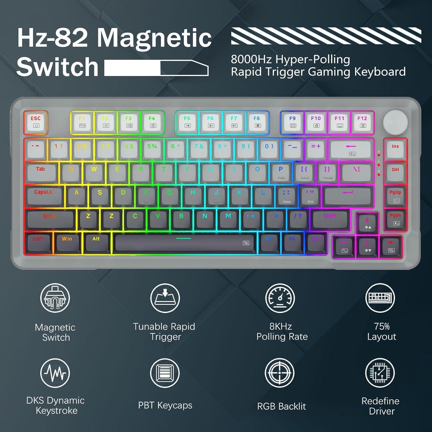 Teclado Gaming E-YOOSO Hz-82, Interruptores Magnéticos, RGB