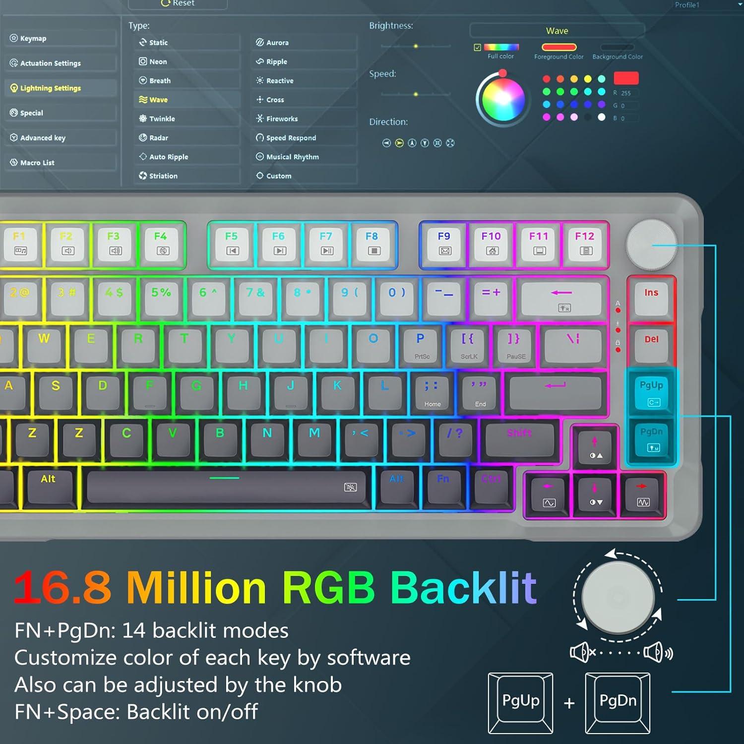 Teclado Gaming E-YOOSO Hz-82, Interruptores Magnéticos, RGB