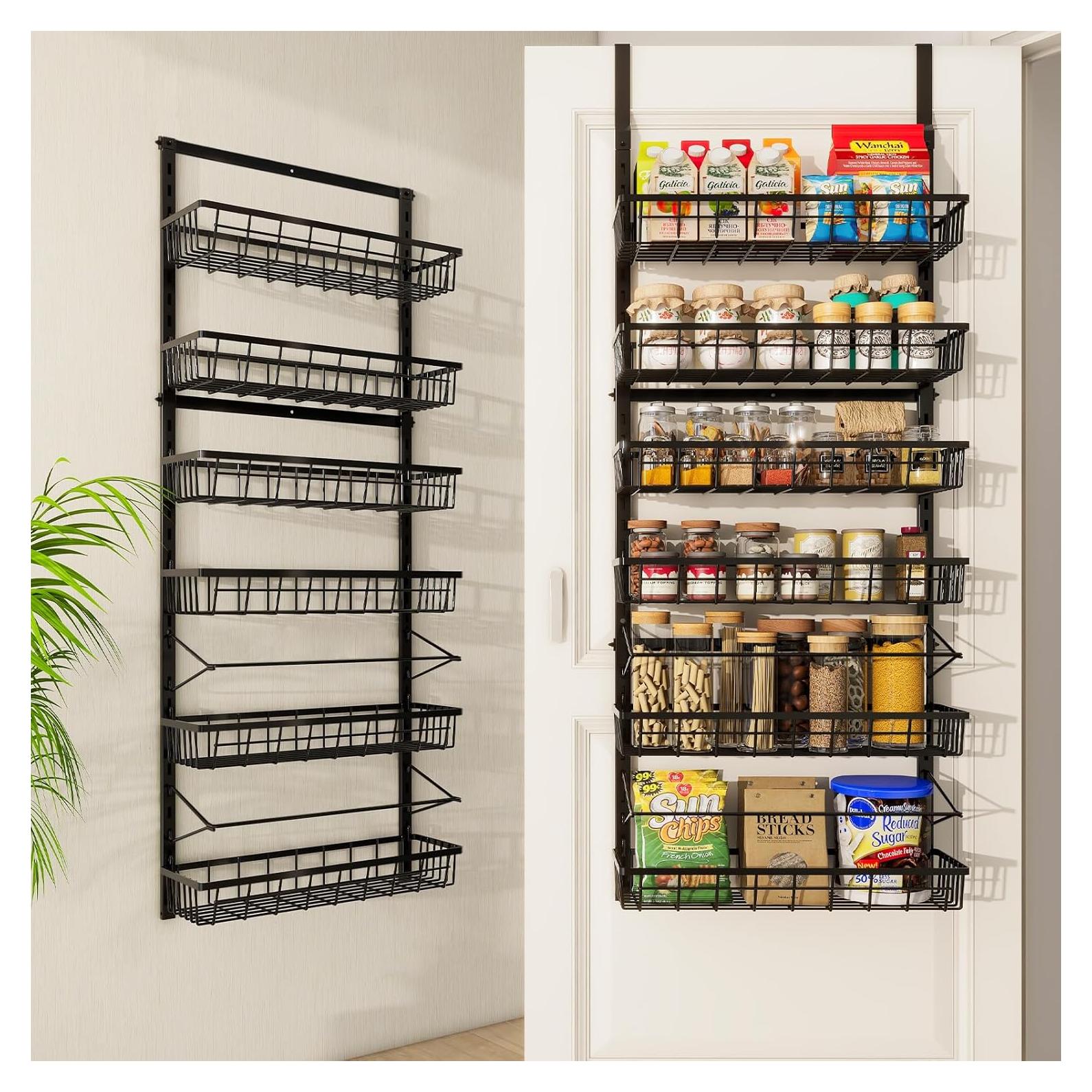 Organizador de despensa sobre la puerta Mefirt 6 niveles Negro