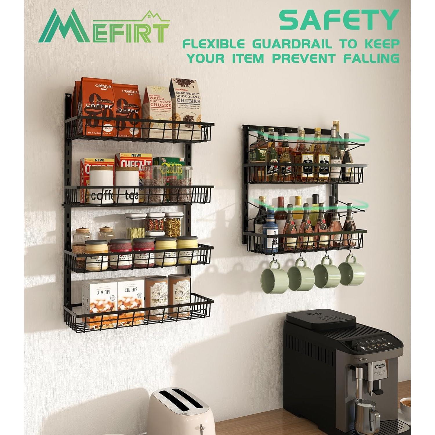 Organizador de despensa sobre la puerta Mefirt 6 niveles Negro