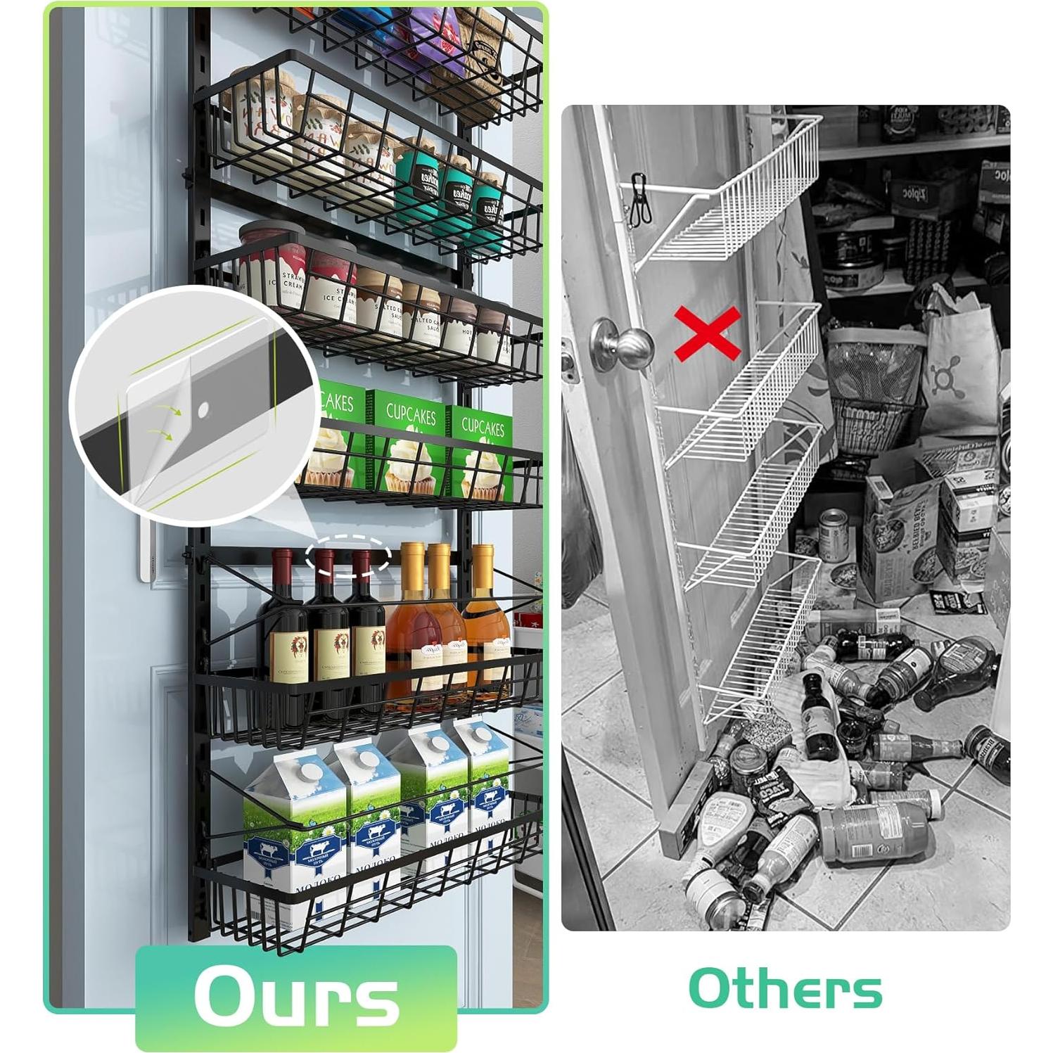 Organizador de despensa sobre la puerta Mefirt 6 niveles Negro