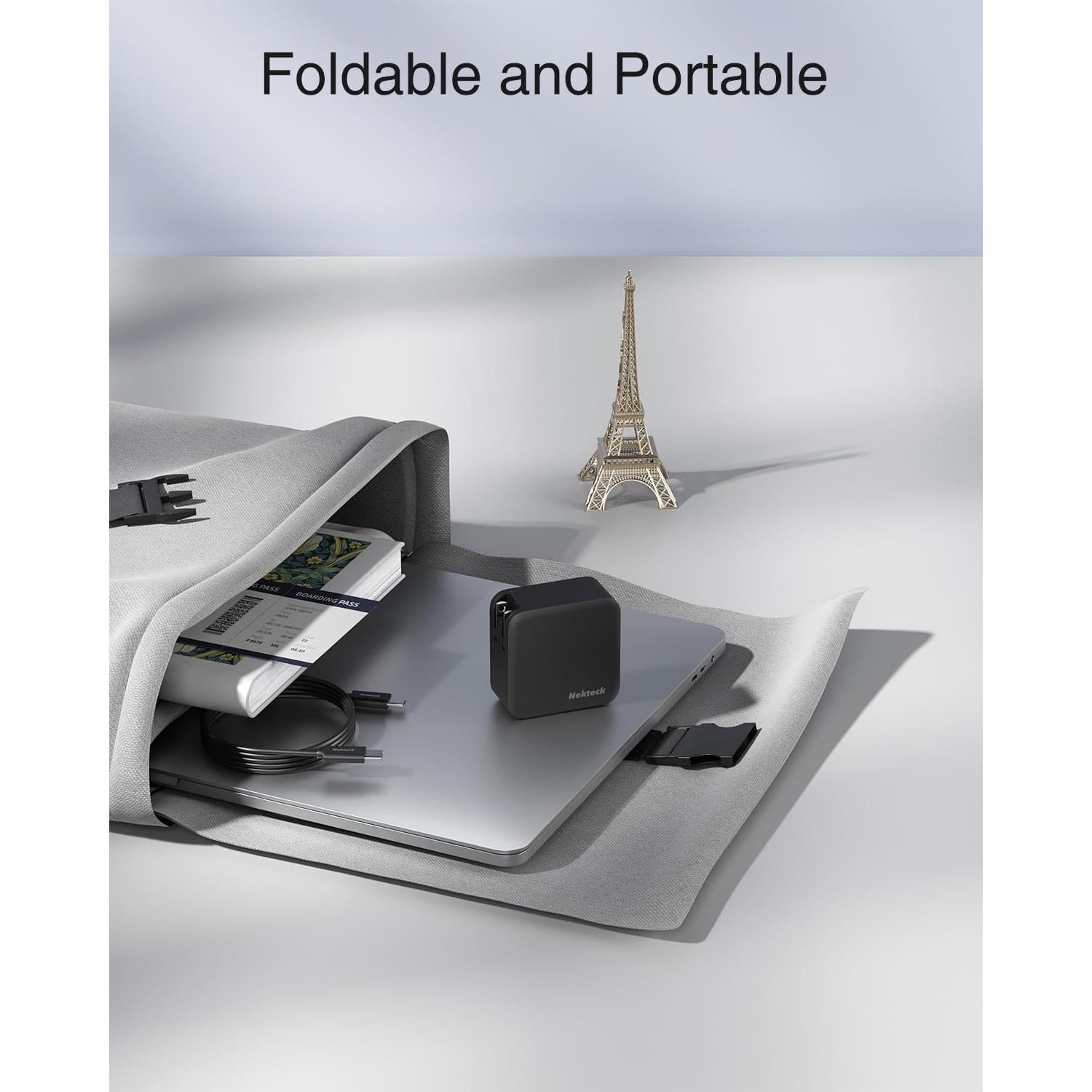 Cargador Nekteck 100W USB-C GaN IV Plegable Negro
