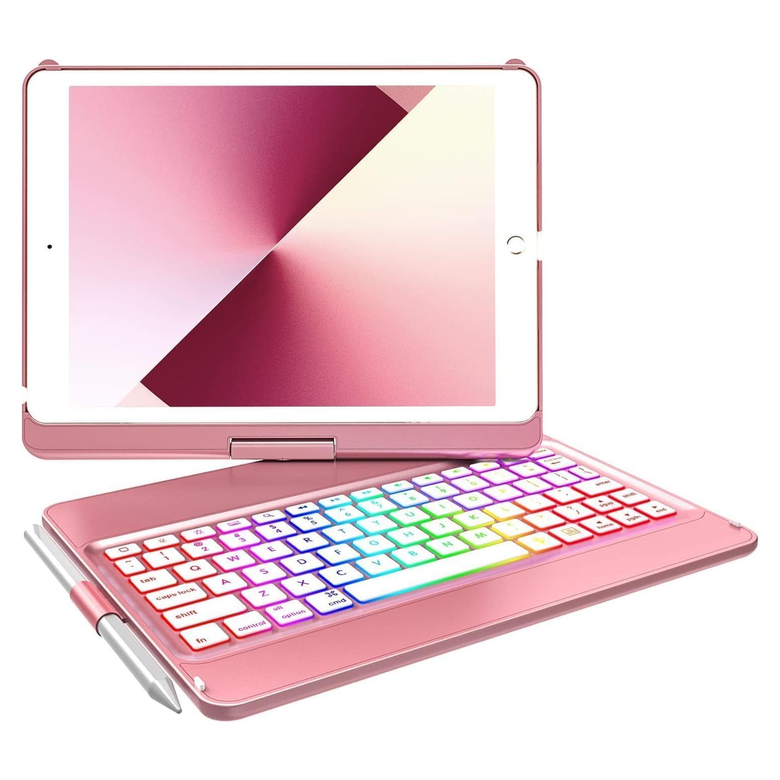 Funda de Teclado Bluetooth MMK para iPad 10.2" 9ª Gen Oro Rosa