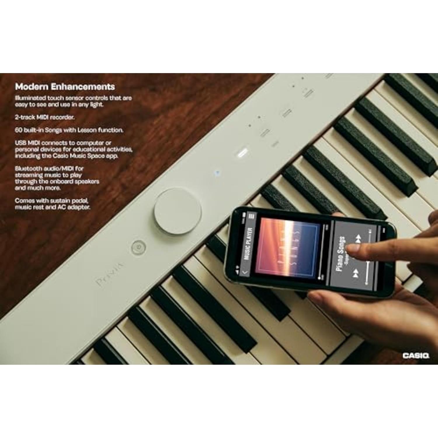 Piano Digital Casio Privia PX-S1100 88 Teclas Bluetooth Blanco