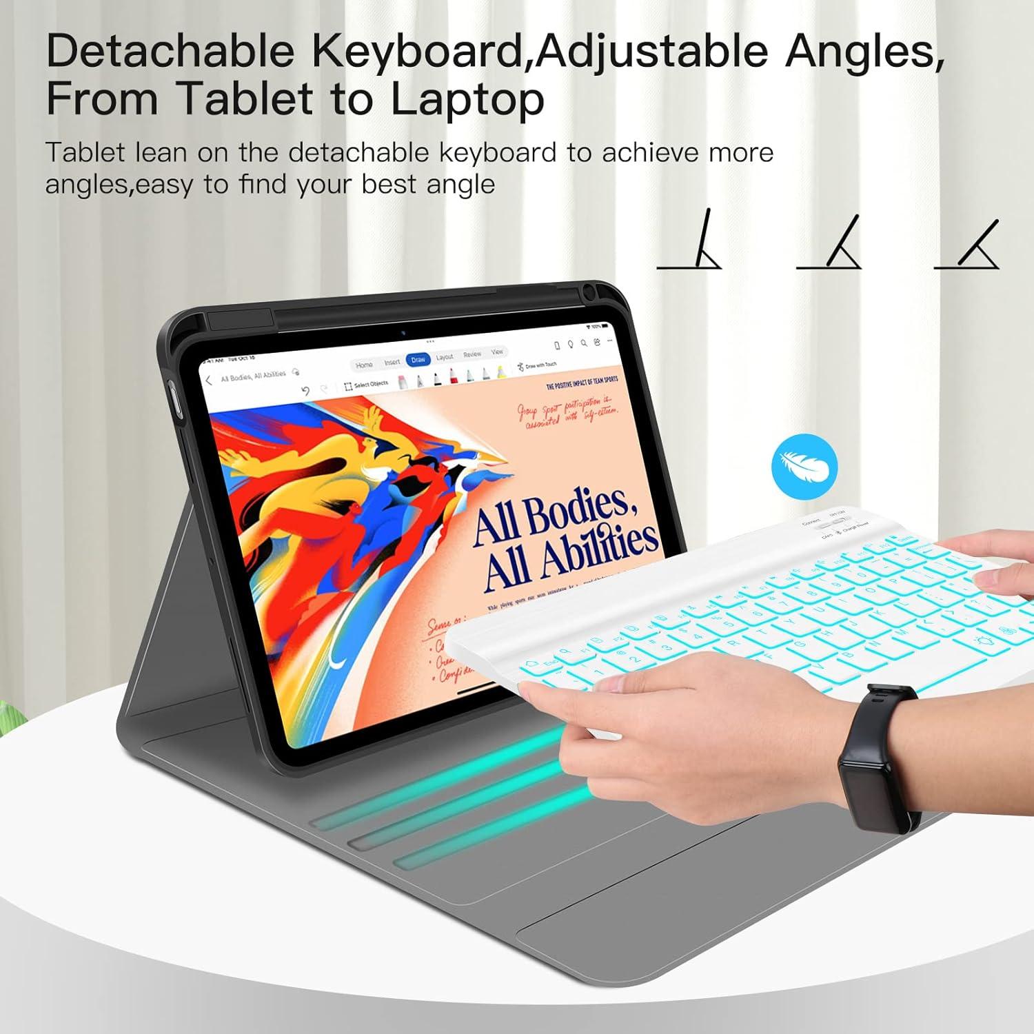Funda con Teclado Inalámbrico JUQITECH para iPad 11" y 10.9"