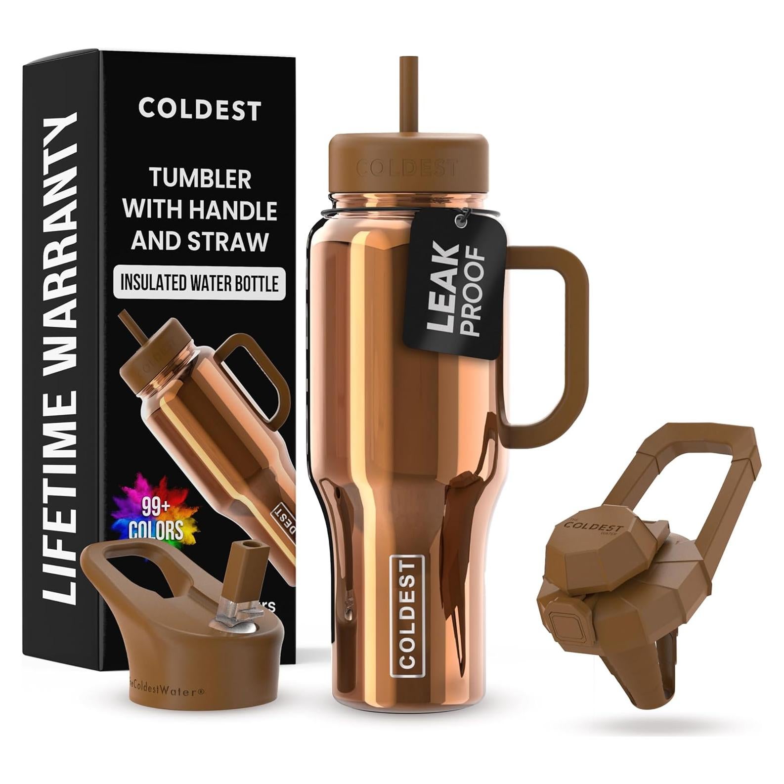 Taza aislada 36 oz El Agua Más Fría con Asa y Popote