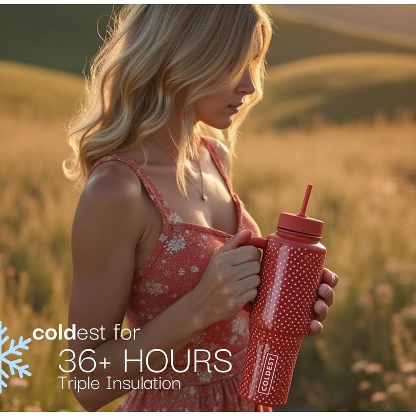 Taza aislada 36 oz El Agua Más Fría con Asa y Popote