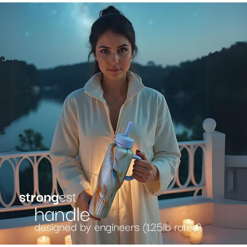 Taza aislada 36 oz El Agua Más Fría con Asa y Popote