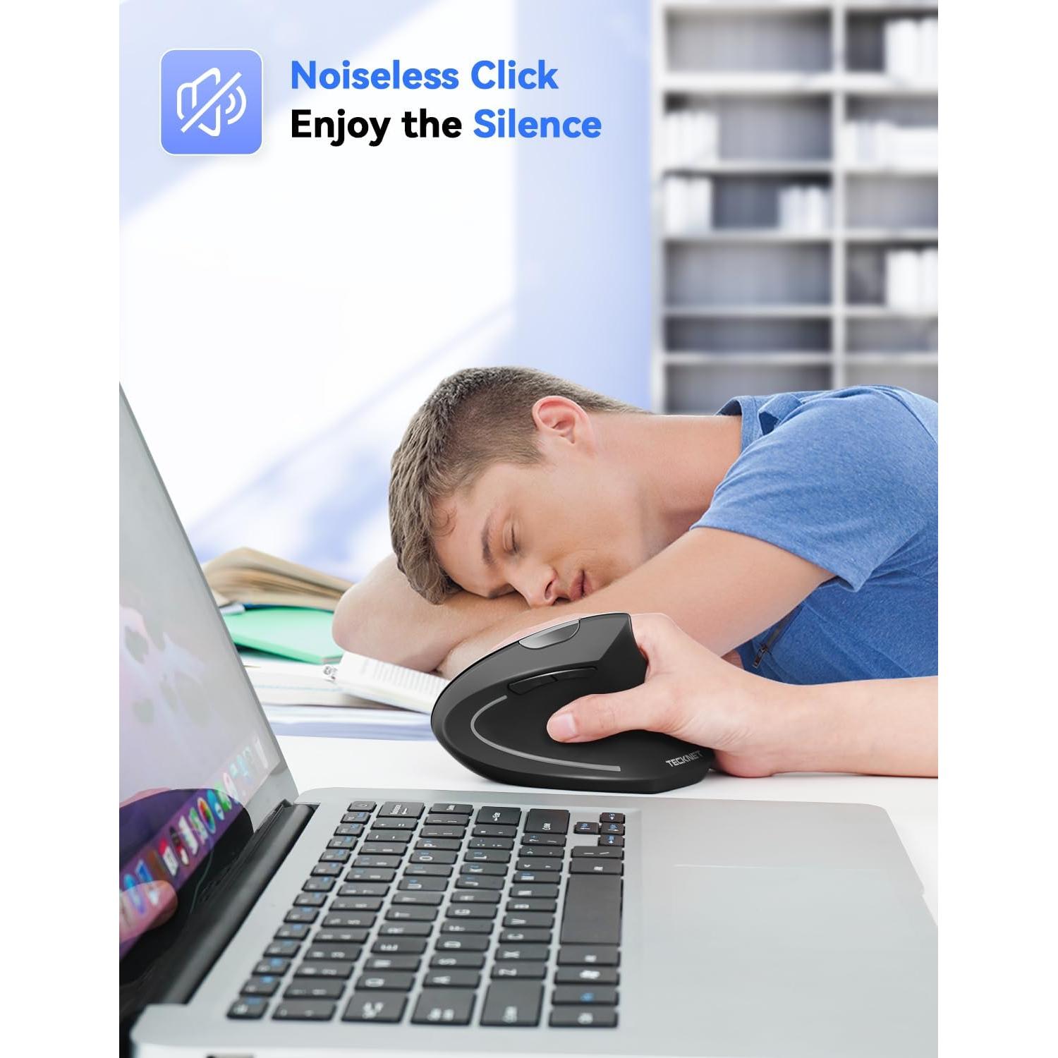 Ratón Vertical Inalámbrico Ergonómico TECKNET 4800 DPI Negro
