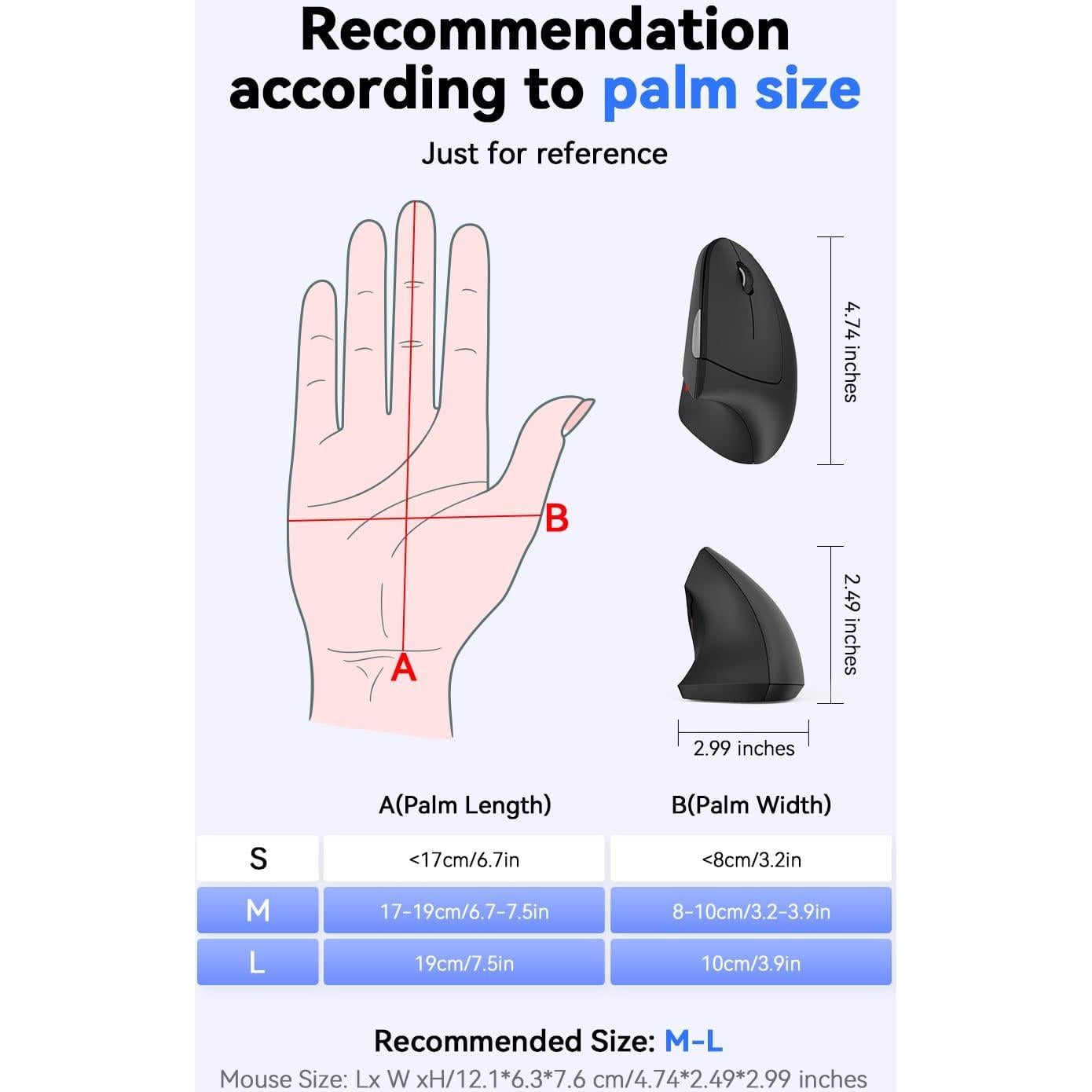 Ratón Vertical Inalámbrico Ergonómico TECKNET 4800 DPI Negro