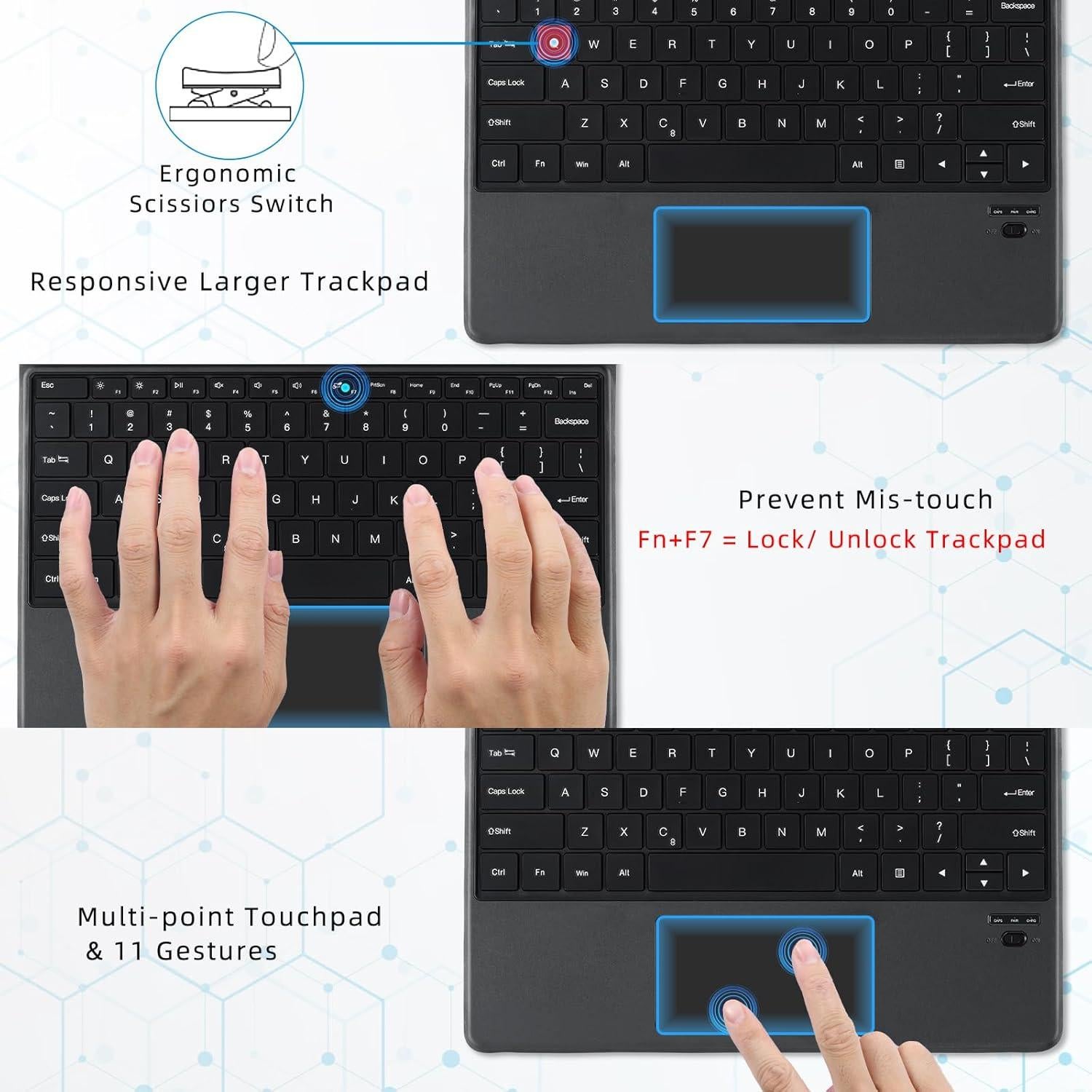 Teclado Inalámbrico Bluetooth Qulose para Surface Pro 11/10/9/8/X - Negro