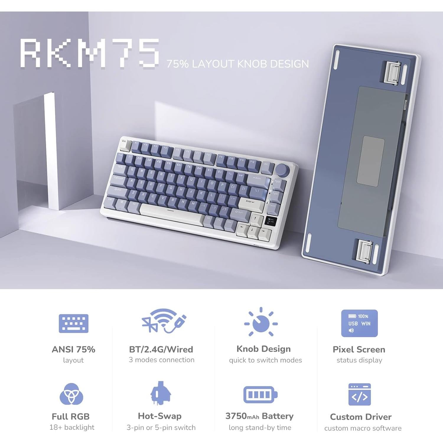 Teclado Mecánico RK Royal Kludge M75 75% RGB Bluetooth