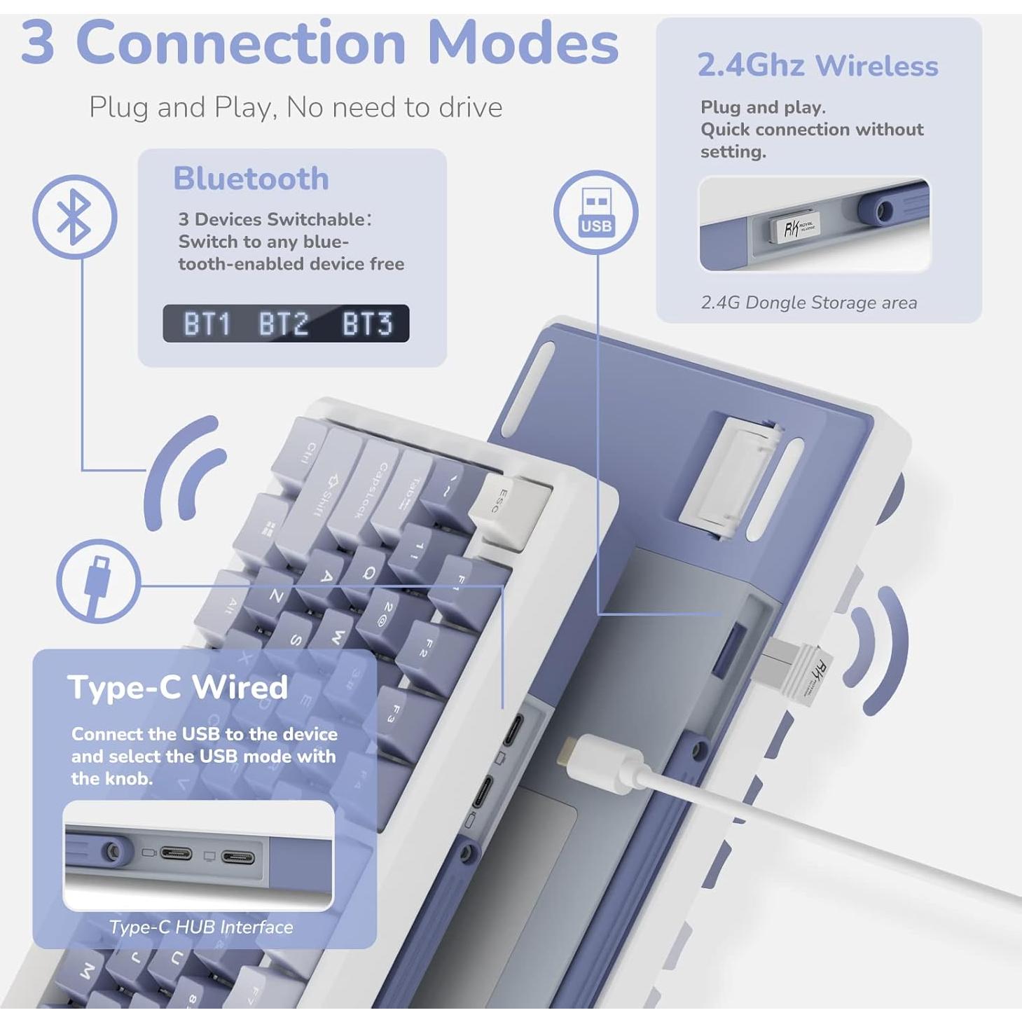 Teclado Mecánico RK Royal Kludge M75 75% RGB Bluetooth