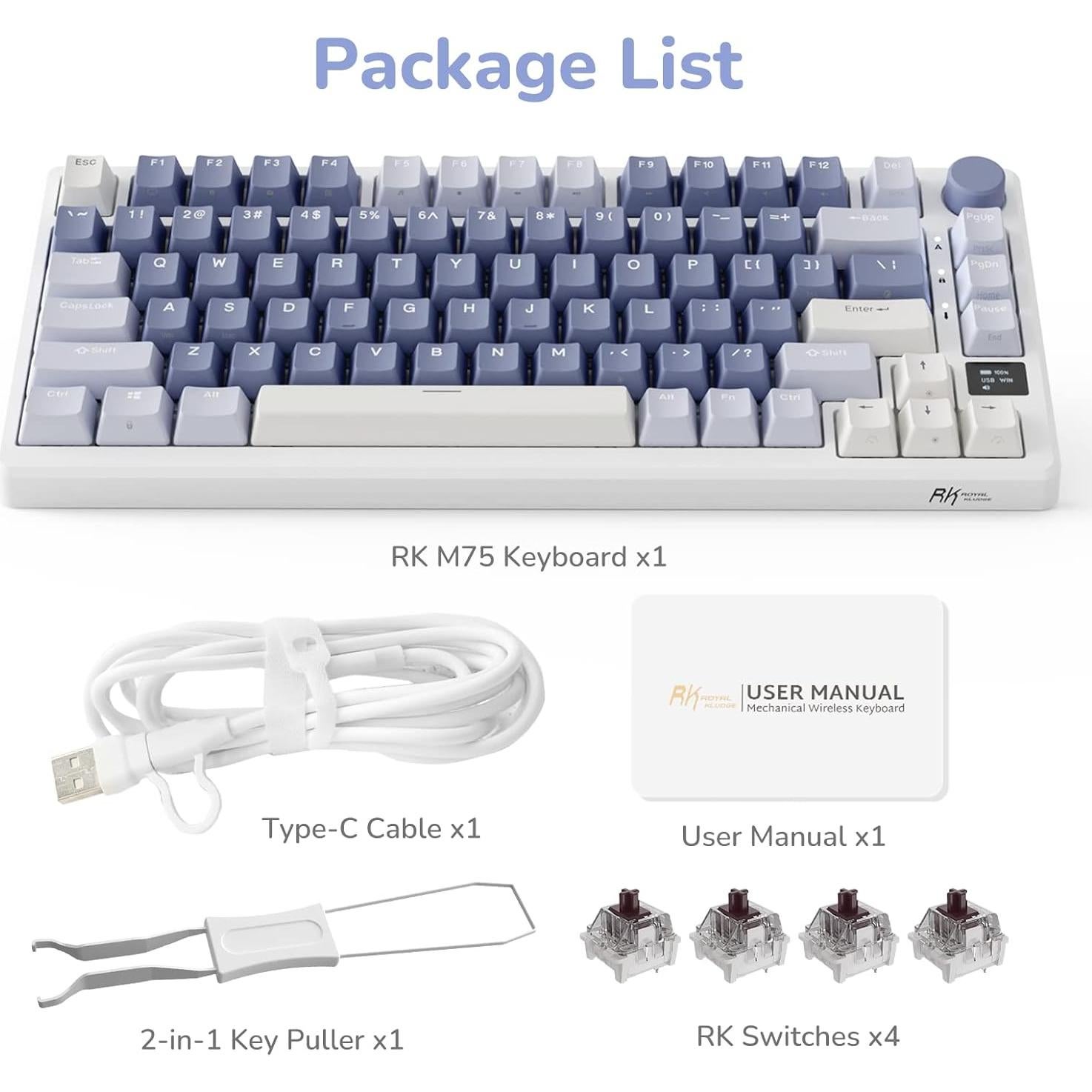 Teclado Mecánico RK Royal Kludge M75 75% RGB Bluetooth