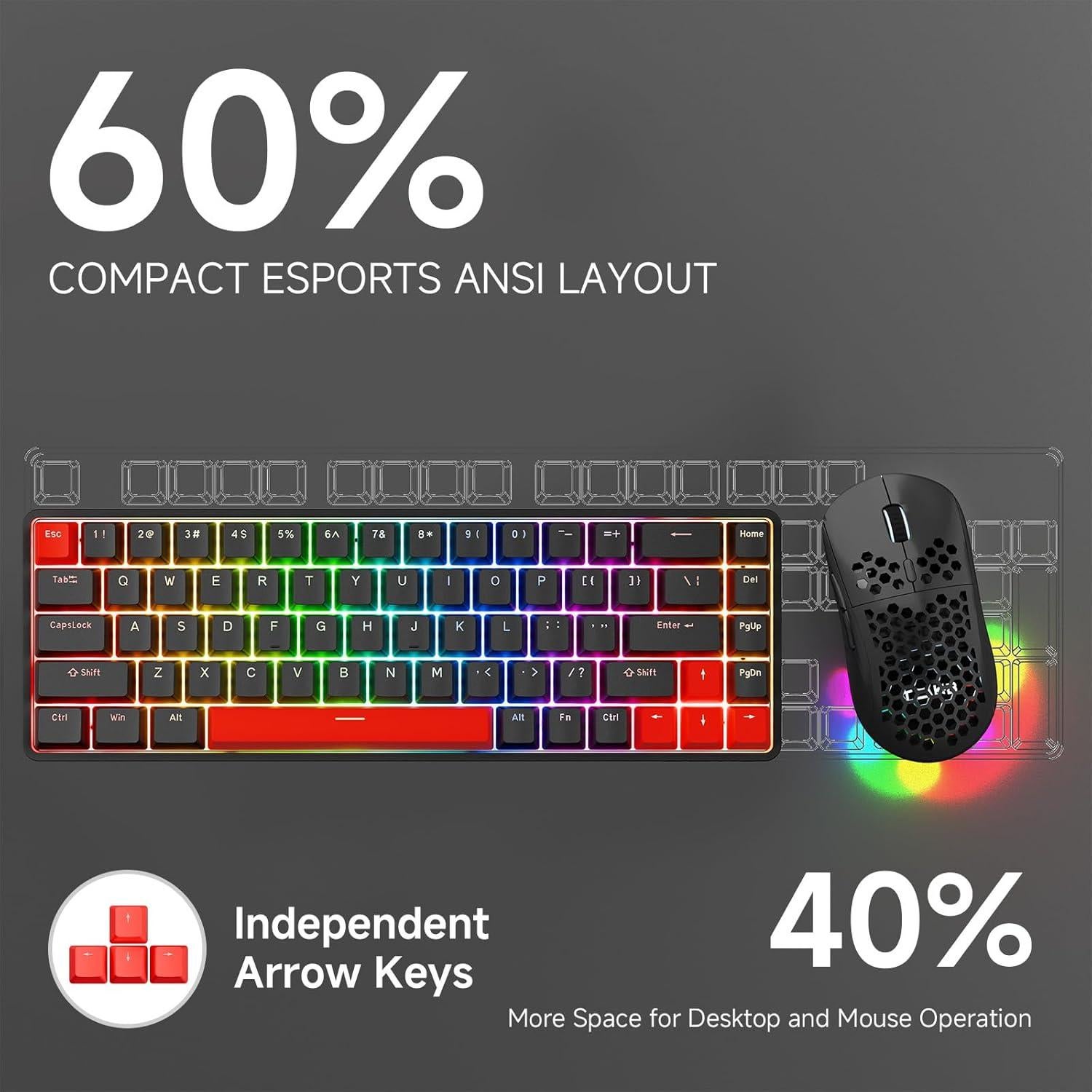 Teclado Mecánico TMKB T68SE 60% RGB para Juegos FPS/RTS