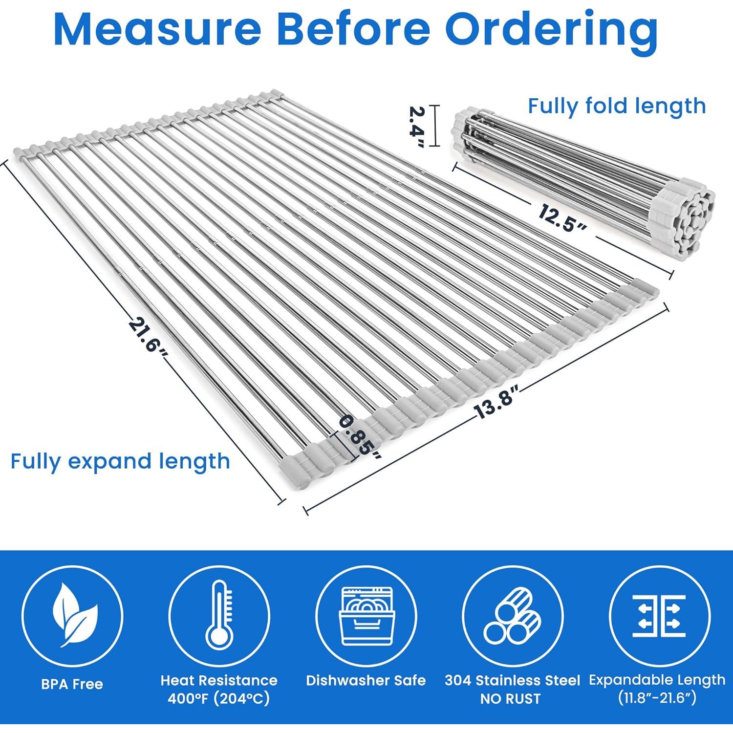 Escurridor de Platos Plegable Romise 22"x13.8" Acero Inoxidable