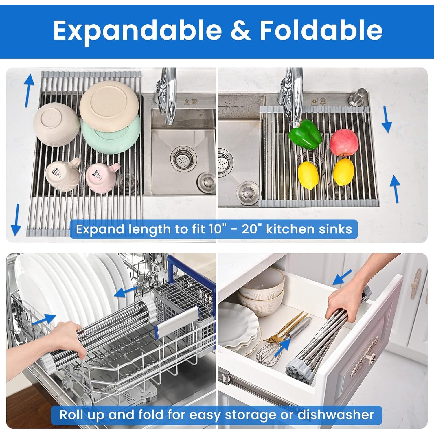 Escurridor de Platos Plegable Romise 22"x13.8" Acero Inoxidable