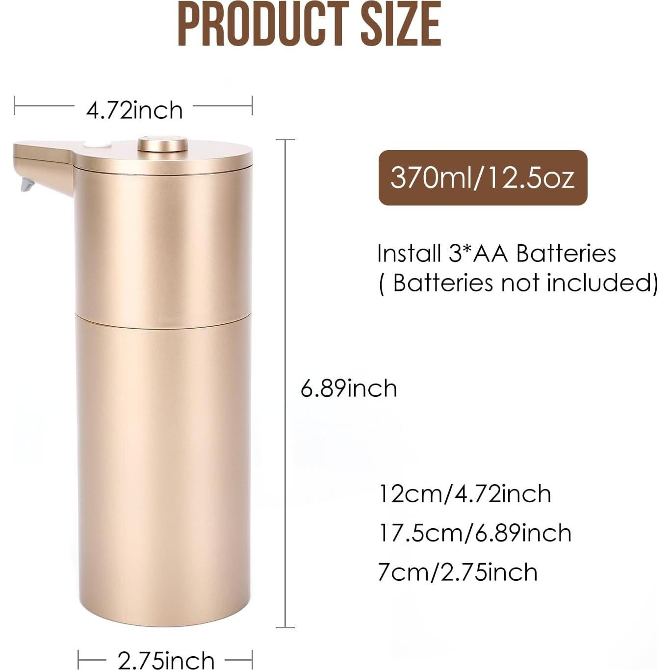 Dispensador de Jabón Automático Aunmaon Dorado 370ml Manos Libres