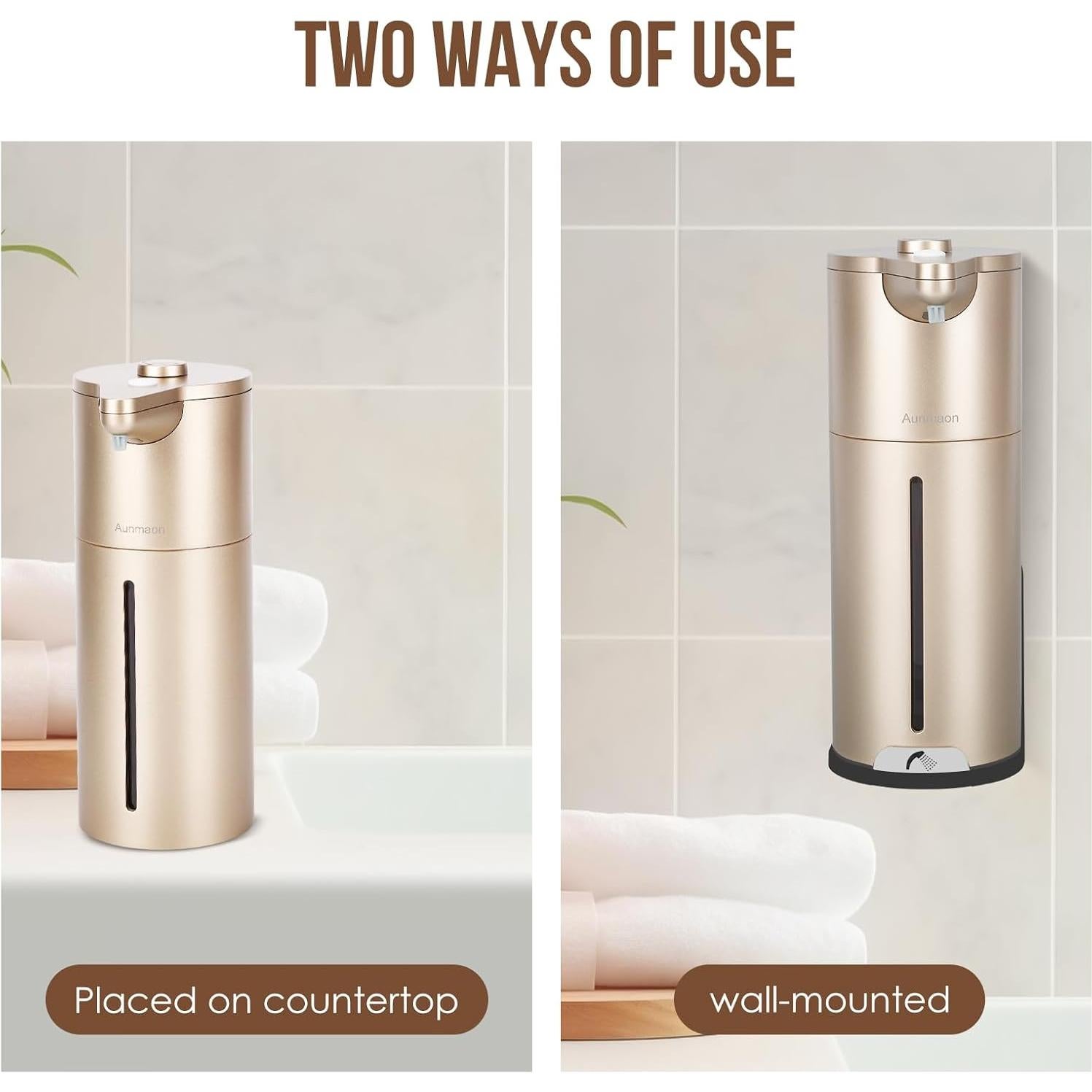 Dispensador de Jabón Automático Aunmaon Dorado 370ml Manos Libres