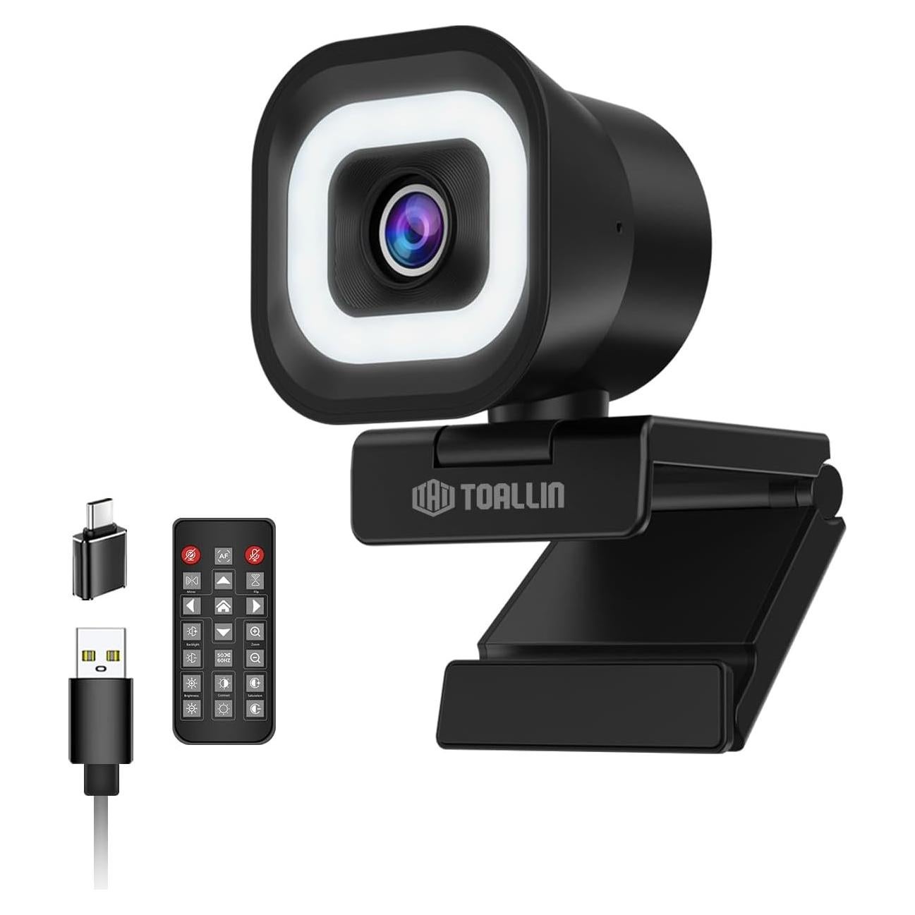 Webcam 4K TOALLIN SC106L con Luz Anular y Control Remoto