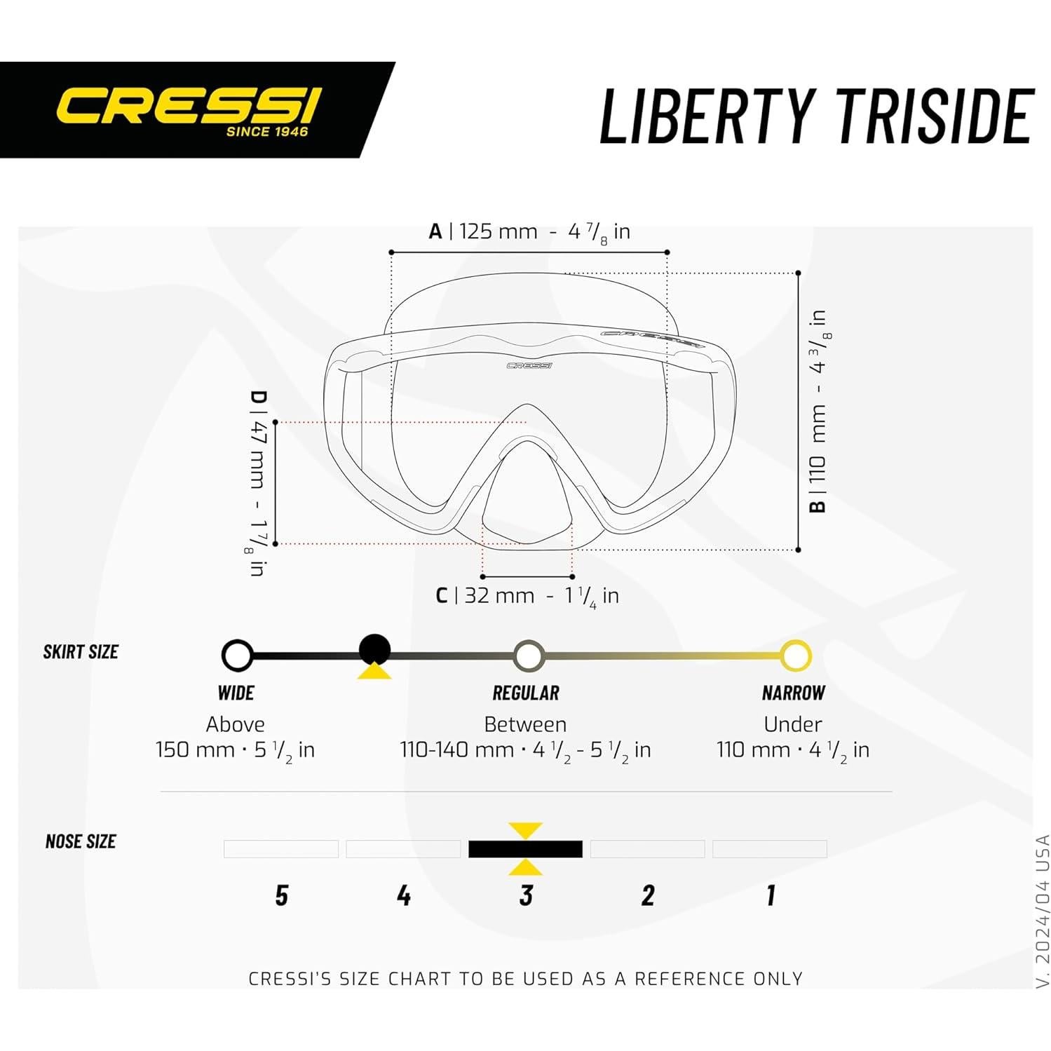 Cressi Máscara de Buceo Liberty Triside Silicona Negra