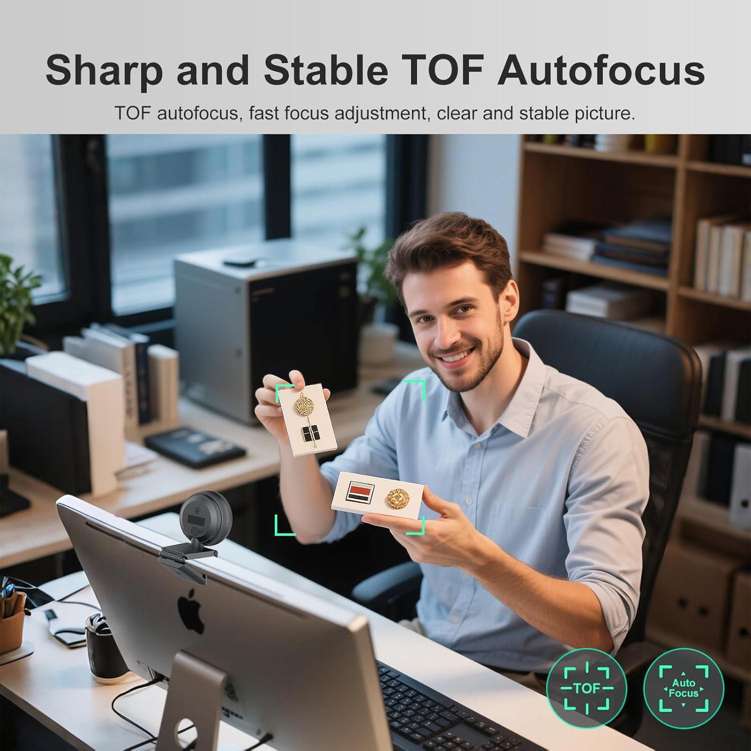 Cámara Web 4K Galyimage con Autofoco y Micrófonos Dual