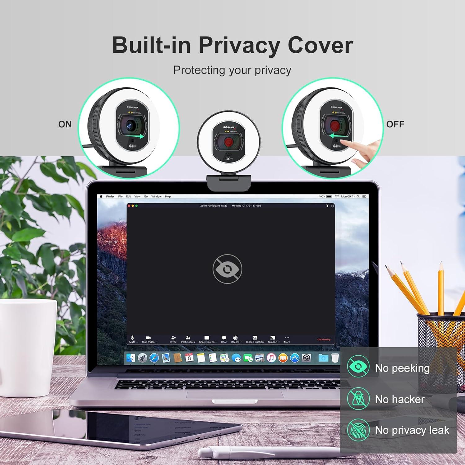 Cámara Web 4K Galyimage con Autofoco y Micrófonos Dual