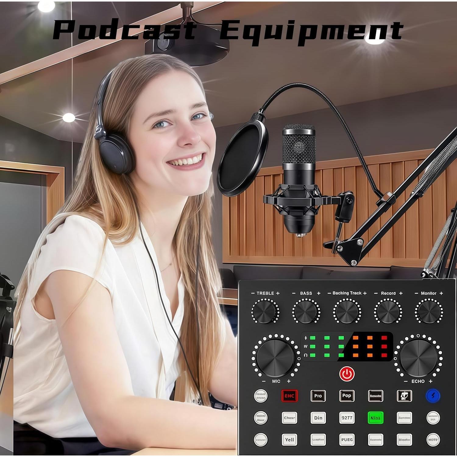 Kit de Micrófono BM-800 con Interfaz V8s y Soporte - Negro