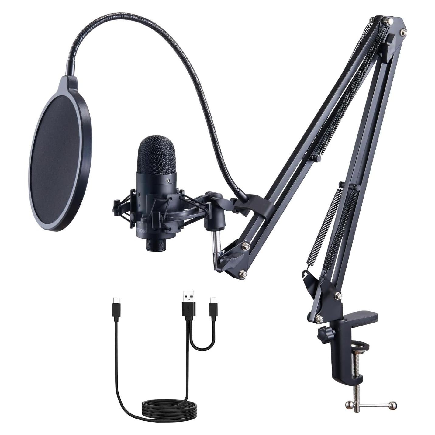 Micrófono USB VEVOR AK-V4, 192kHz/24-bit, Condensador Profesional