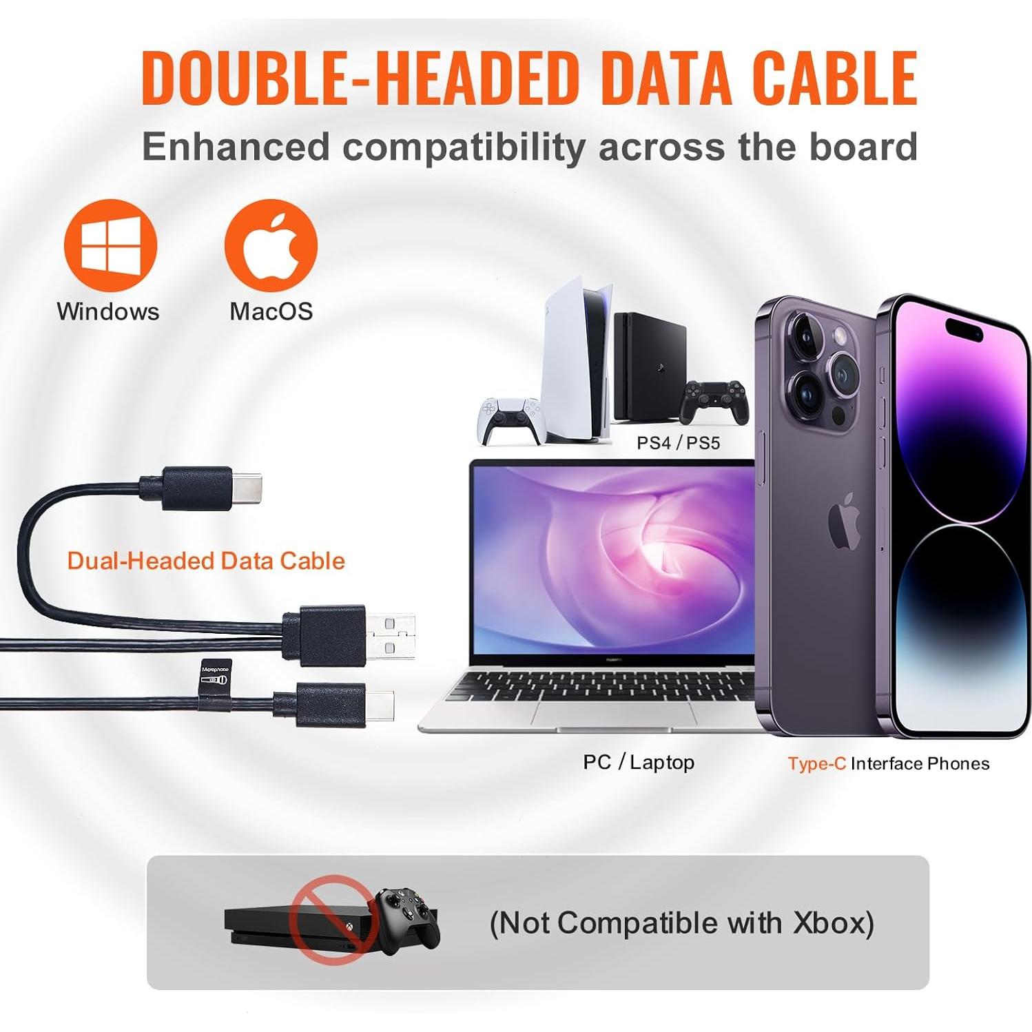 Micrófono USB VEVOR AK-V4, 192kHz/24-bit, Condensador Profesional