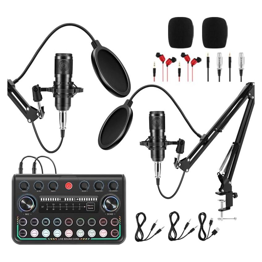 Paquete de Equipos de Podcast Znclces para 2 Personas con Mezclador