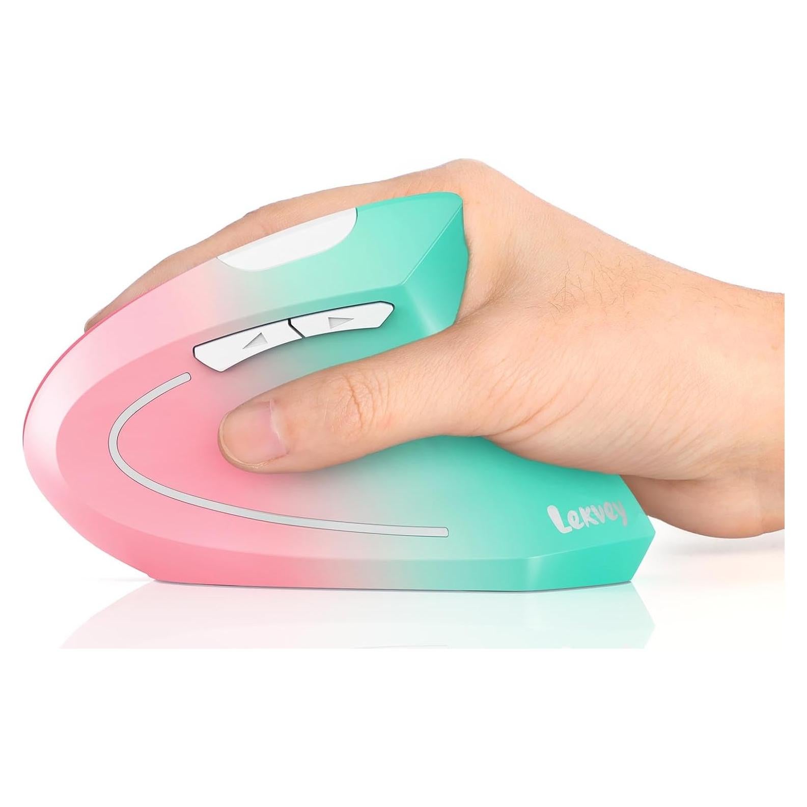 Ratón Ergonómico Lekvey XC05 Verde Rosa Inalámbrico 600mAh