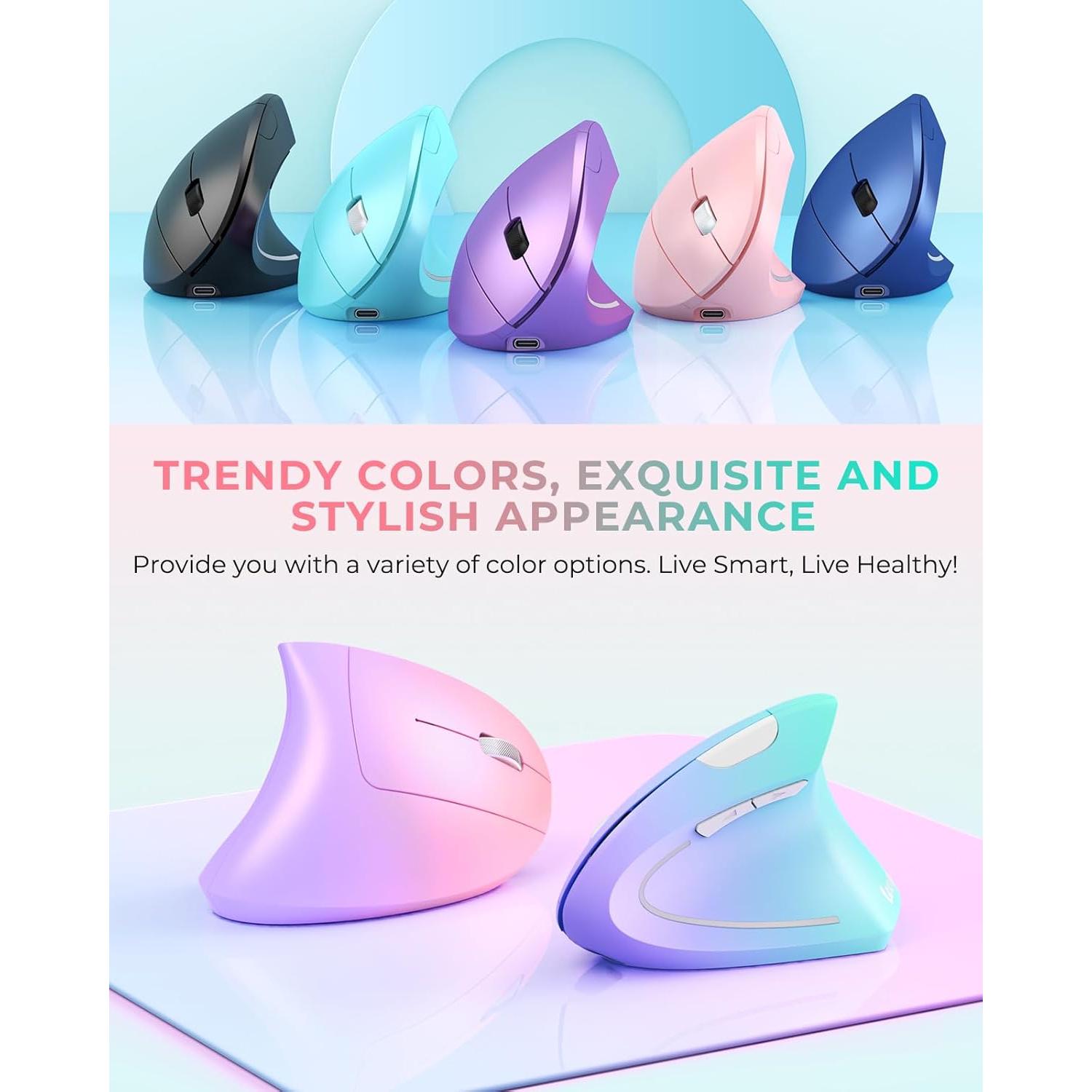 Ratón Ergonómico Lekvey XC05 Verde Rosa Inalámbrico 600mAh