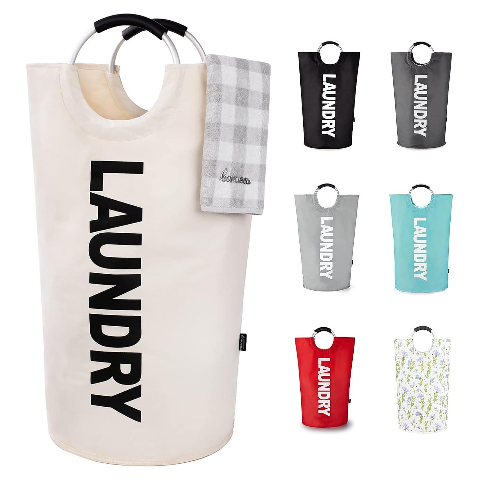 Cesta de Ropa Plegable Caroeas 90L Impermeable Beige