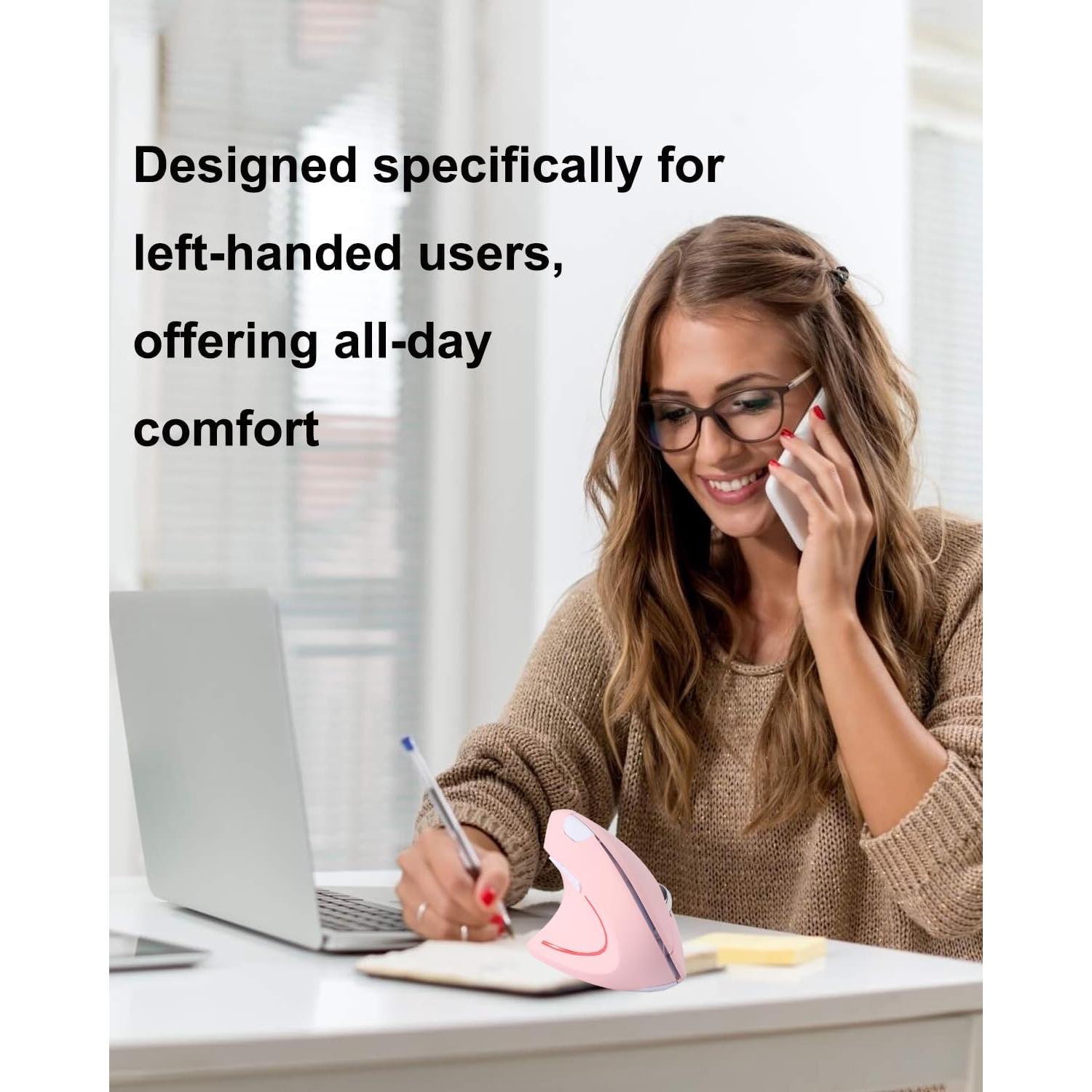 Ratón Inalámbrico Ergonomico Rosa para Mano Izquierda - SHARE SUNSHINE