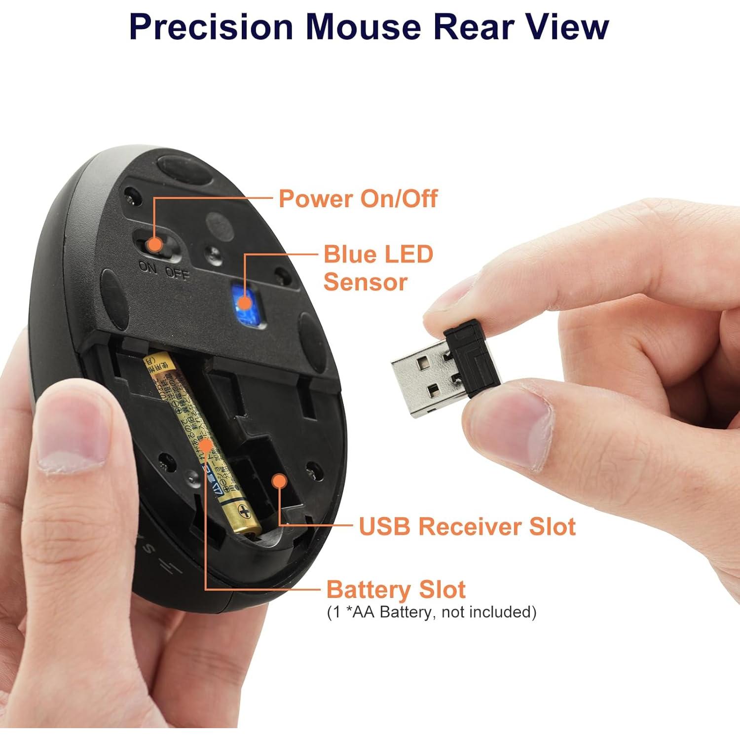 Ratón Ergonómico Inalámbrico SANWA GMAERGW17 Negro 800/1200/1600 DPI