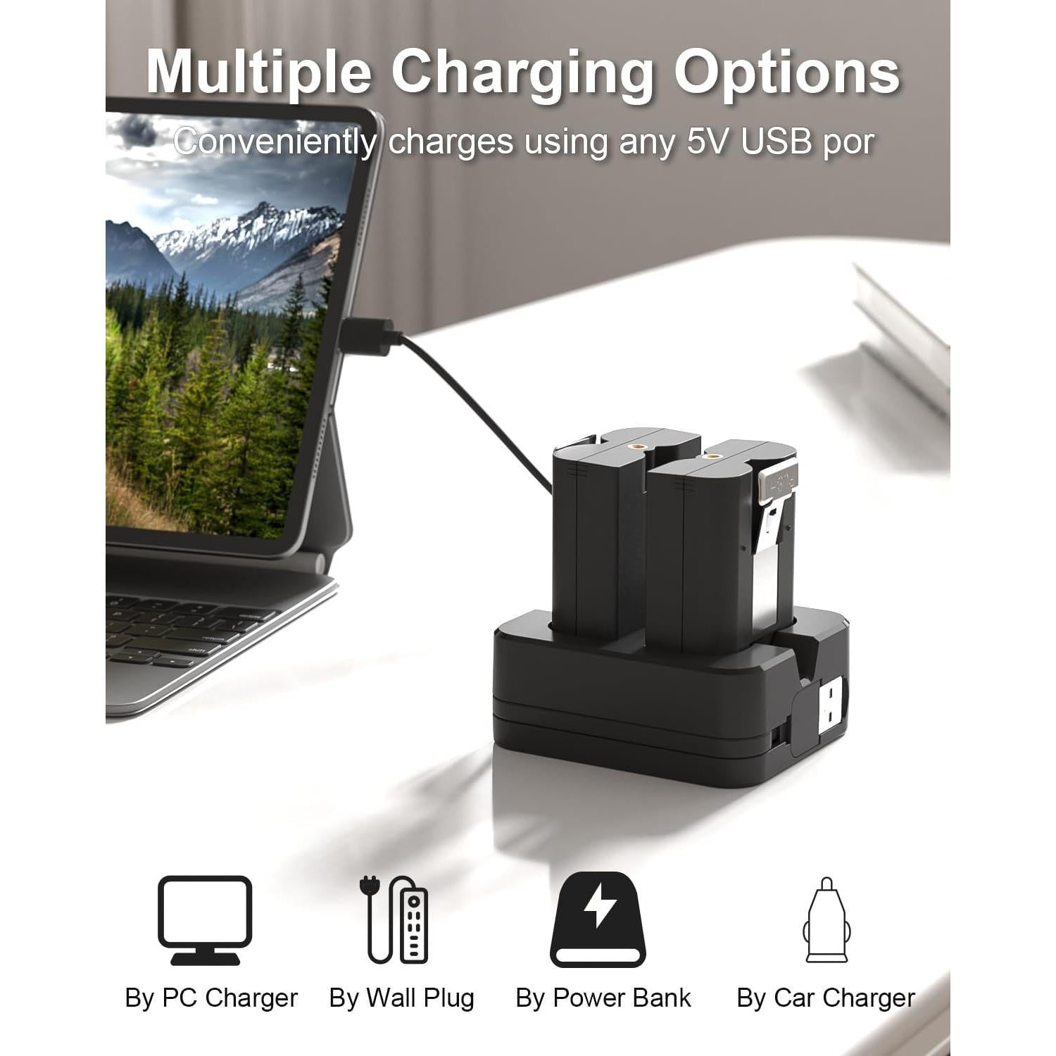 Paquete de 2 Baterías Ring 6040mAh + Cargador Digital