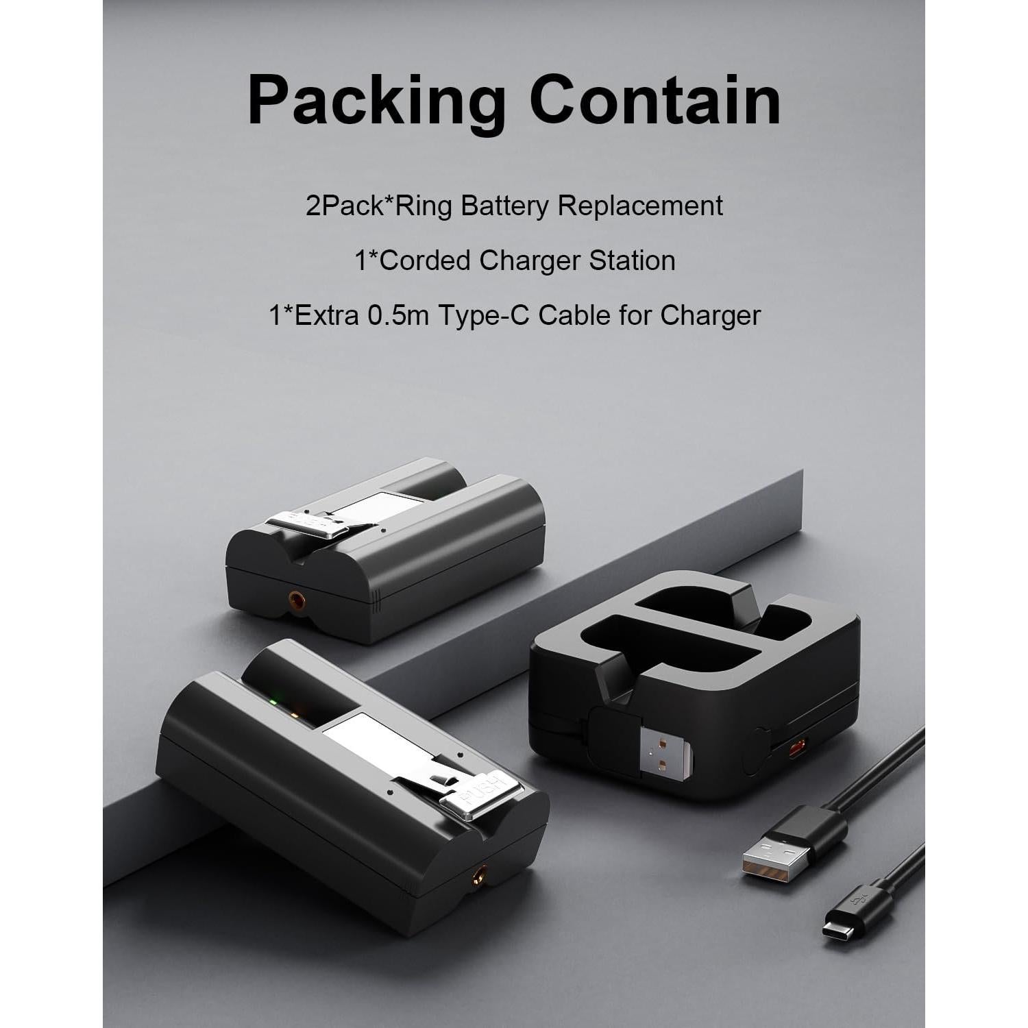 Paquete de 2 Baterías Ring 6040mAh + Cargador Digital