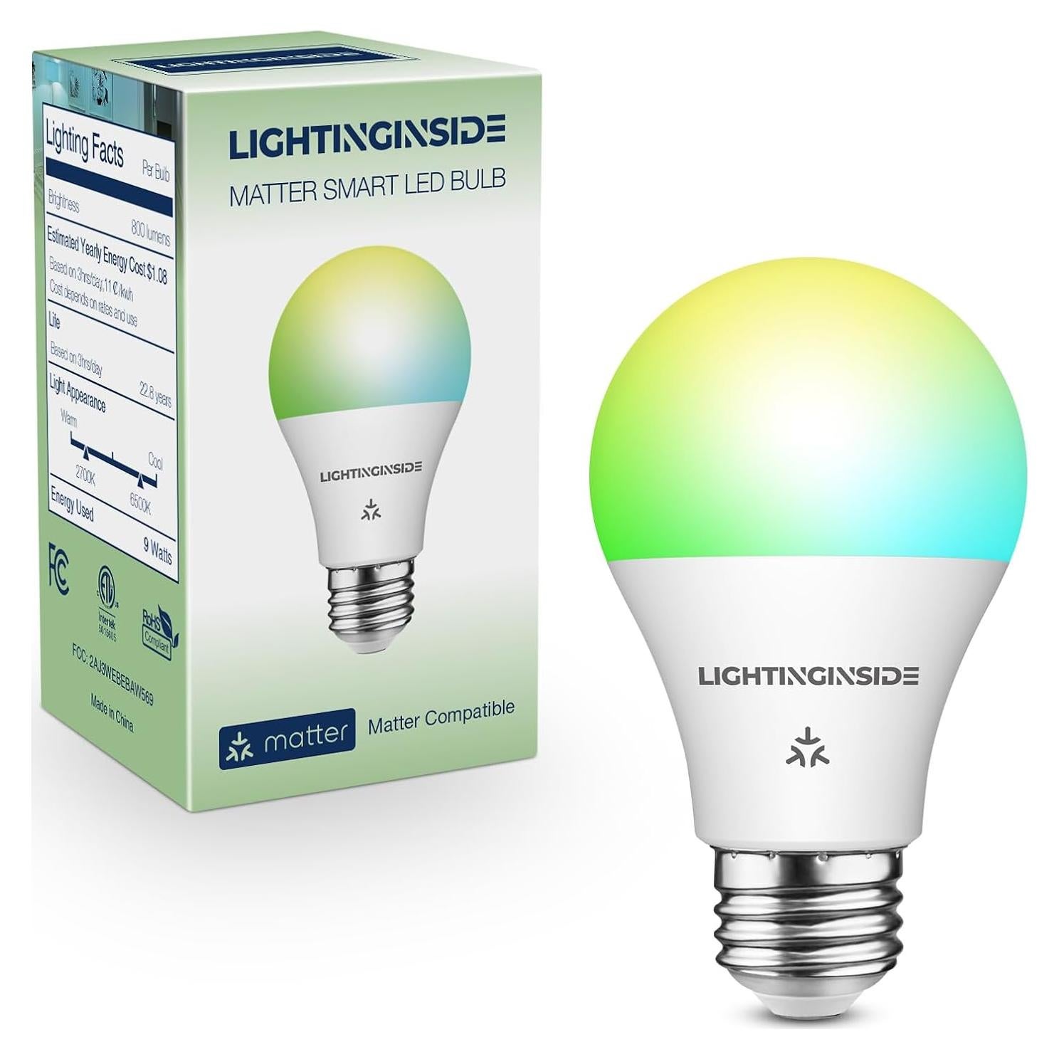 Bombilla Inteligente Lightinginside A19 E26 9W RGBW WiFi 800LM