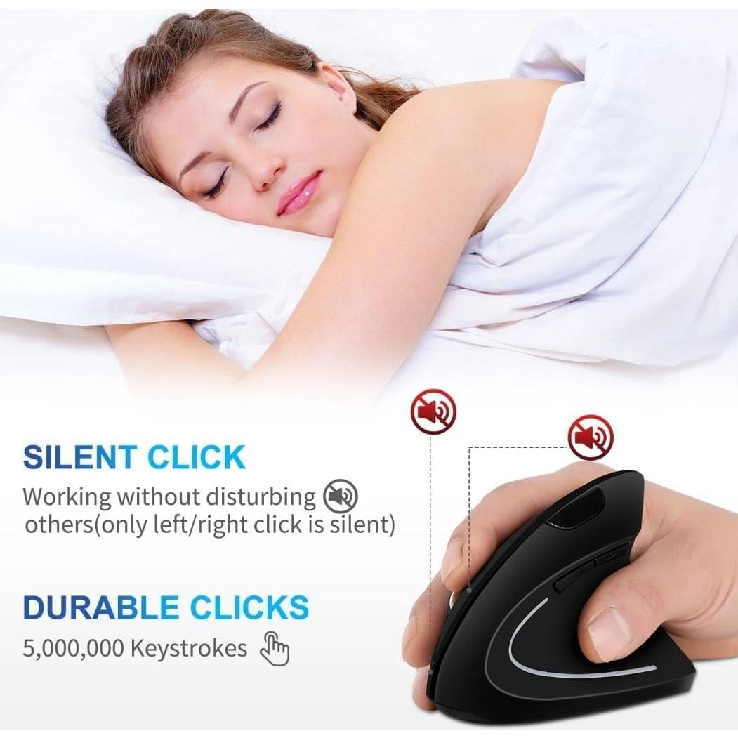 Ratón Inalámbrico Vertical Ergonómico KENX - 4800 DPI, Silencioso