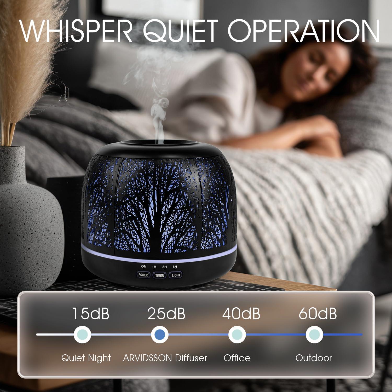 Difusor de Aceite Esencial ARVIDSSON 500ml Negro Ultrasónico