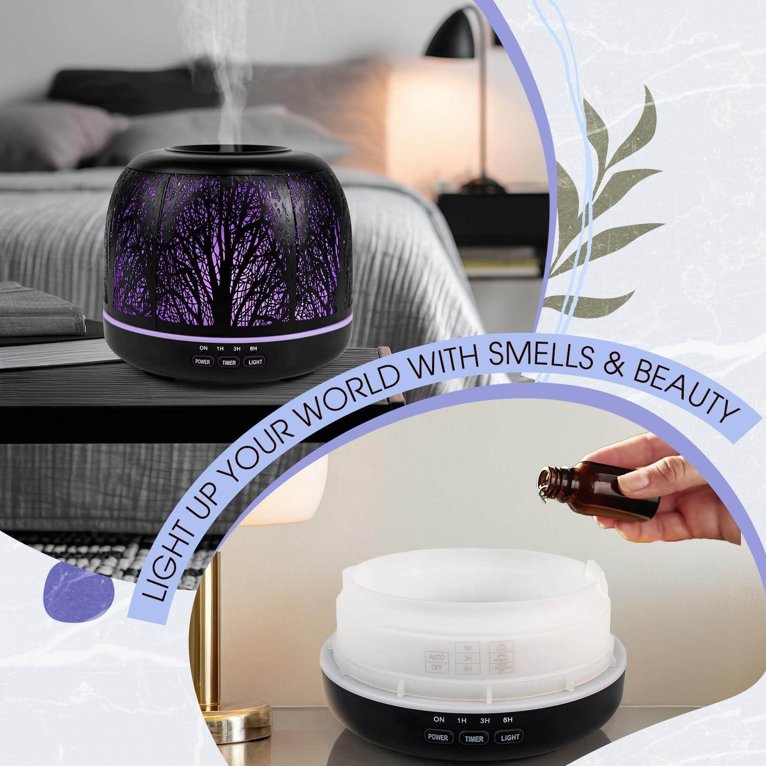 Difusor de Aceite Esencial ARVIDSSON 500ml Negro Ultrasónico