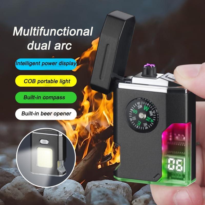 Encendedor Doble Arco KUGUAN Recargable USB Impermeable Negro