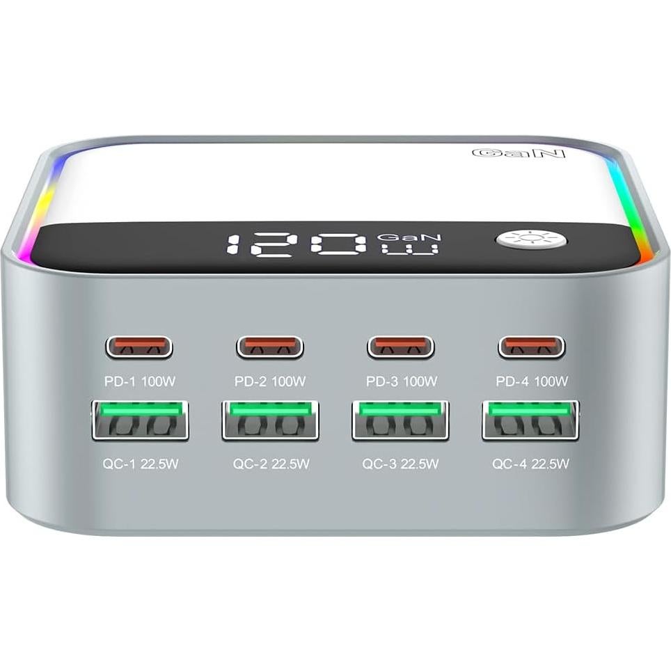 Cargador Rápido USB C 490W 8 Puertos GaN Shenzhen WLX-M8
