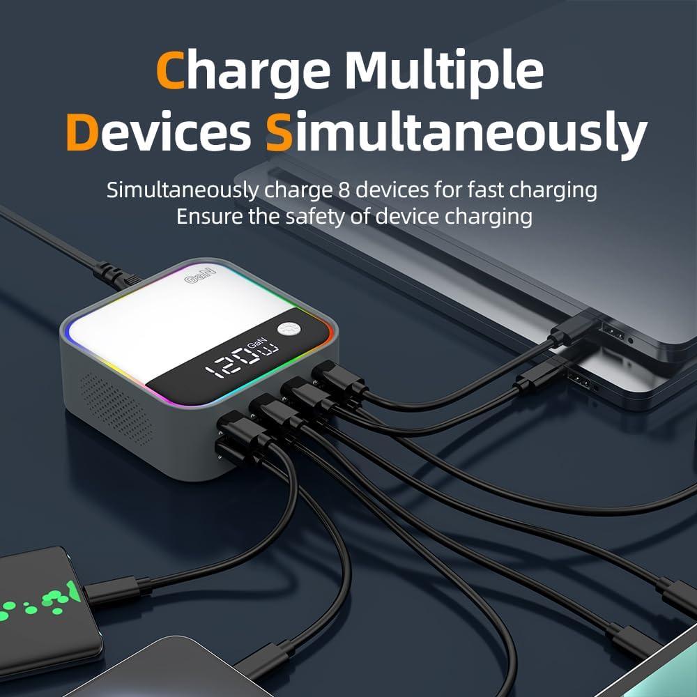 Cargador Rápido USB C 490W 8 Puertos GaN Shenzhen WLX-M8