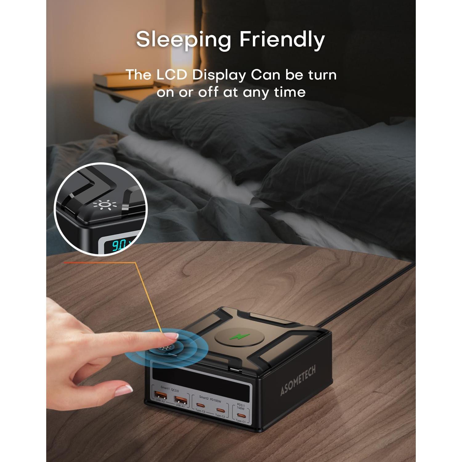 Estación de Carga USB ASOMETECH 260W 5 Puertos Cargador Rápido