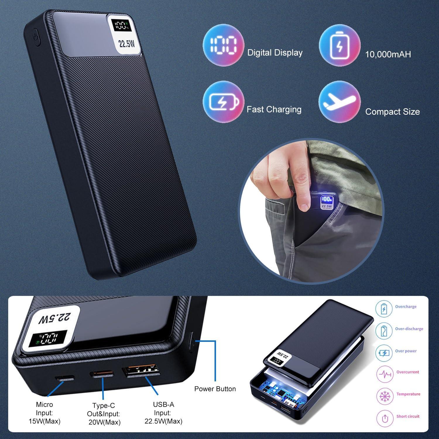 E+C-KIT Paquete de Carga Rápida 10 en 1 - Cargador 100W, Batería Externa, Adaptadores