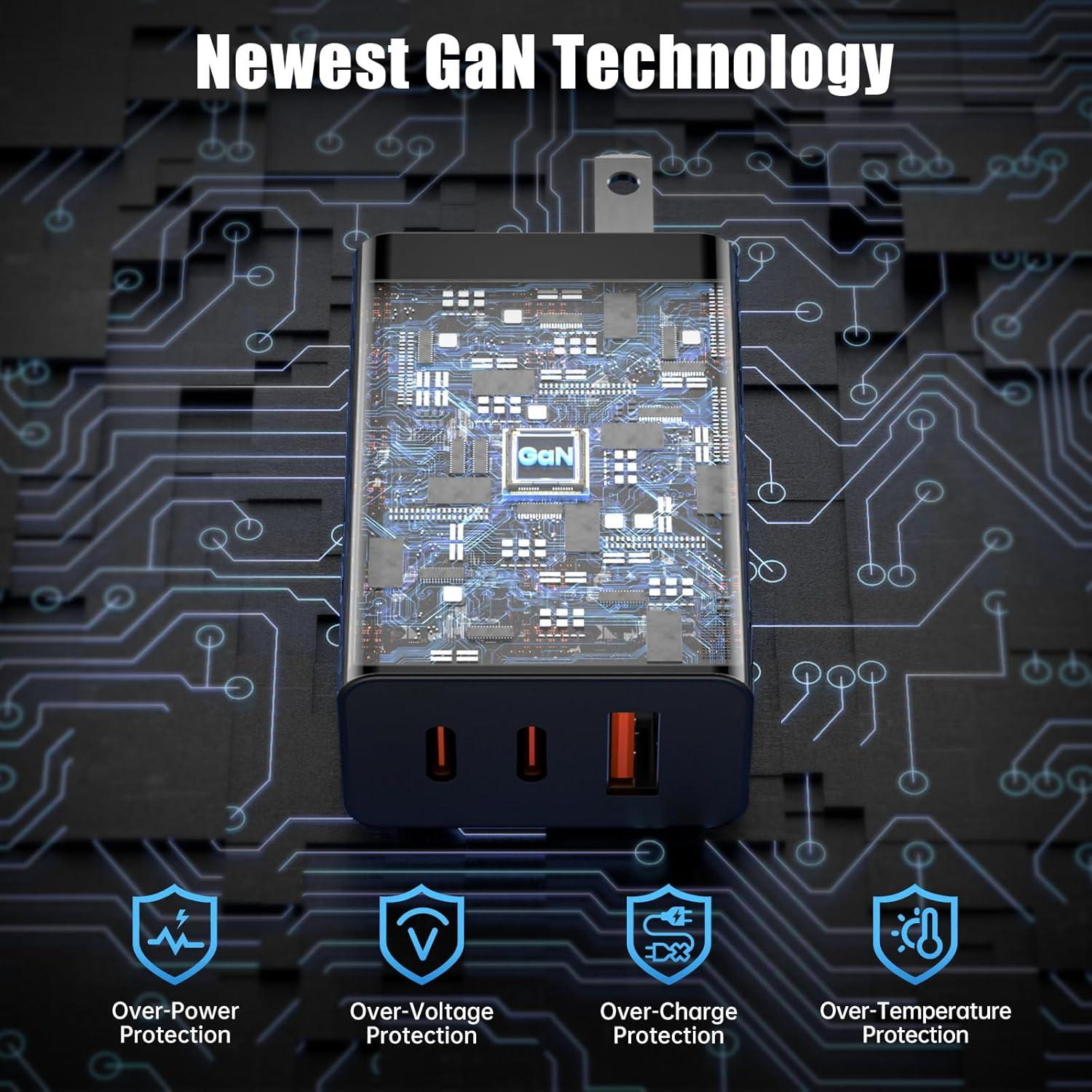 Cargador de pared USB C 3 puertos 100W marca chcelas