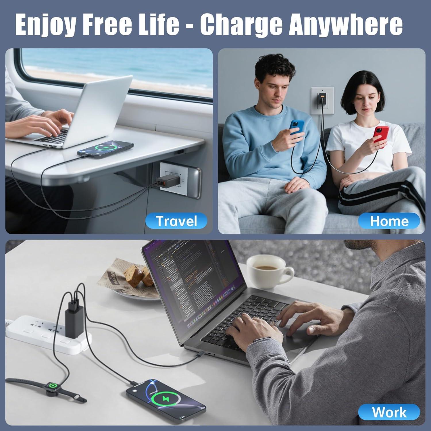 Cargador de pared USB C 3 puertos 100W marca chcelas